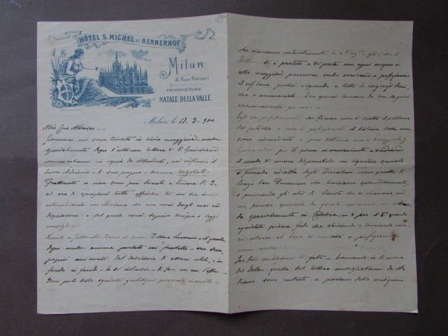 Lettera Intestata Manoscritta 1900 Hotel S.Michel Milano Via Pattari | Immagine principale