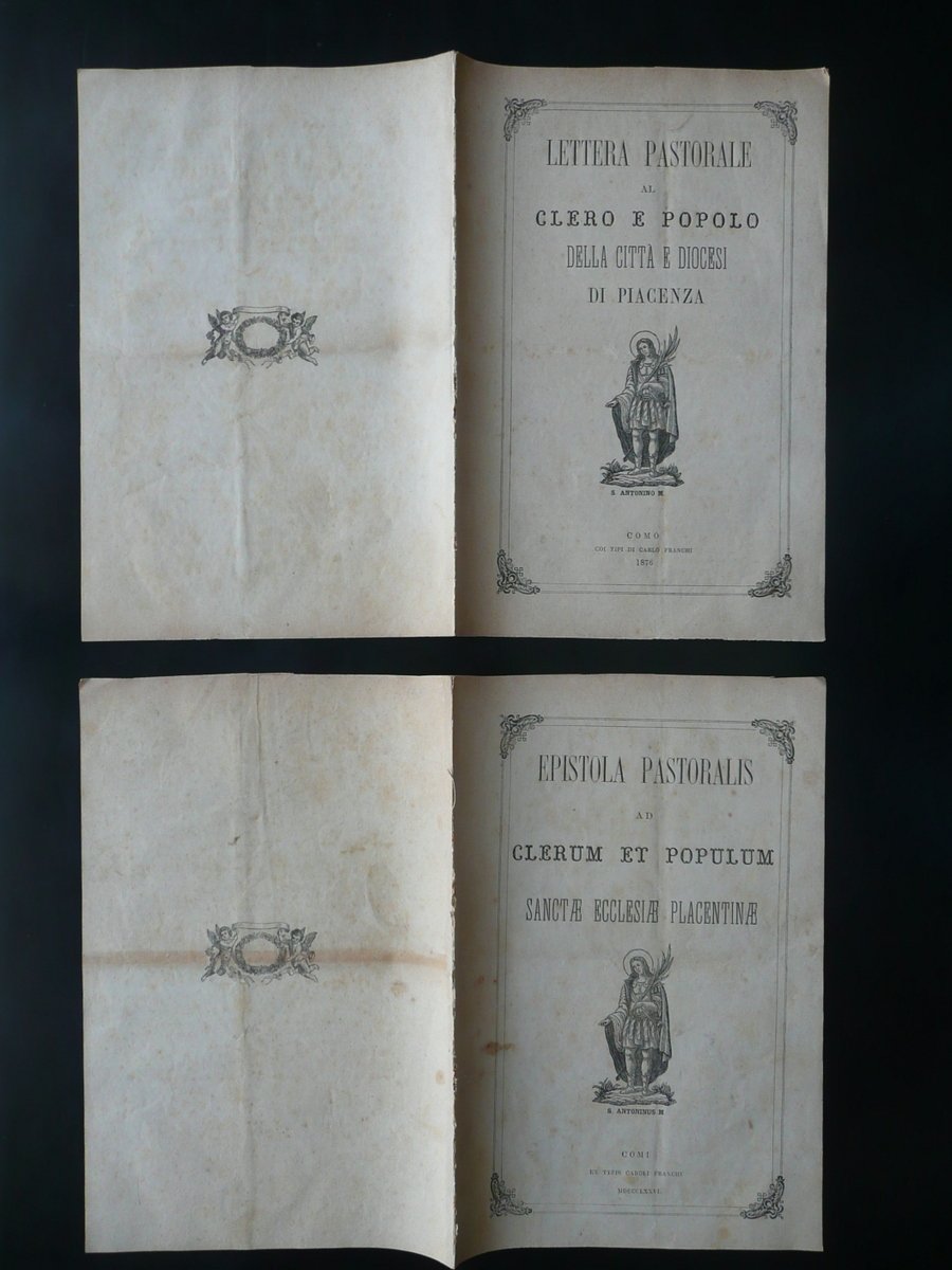 Lettera Pastorale al Clero e al Popolo Piacenza 2 Opuscoli …