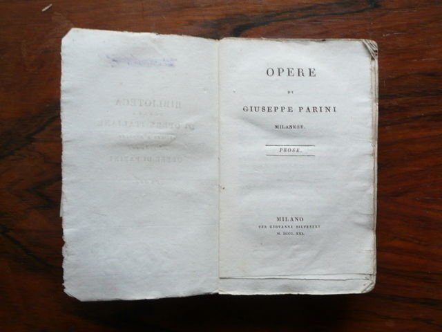 Letteratura Italiana Giuseppe Parini Opere Prose Silvestri Milano 1821