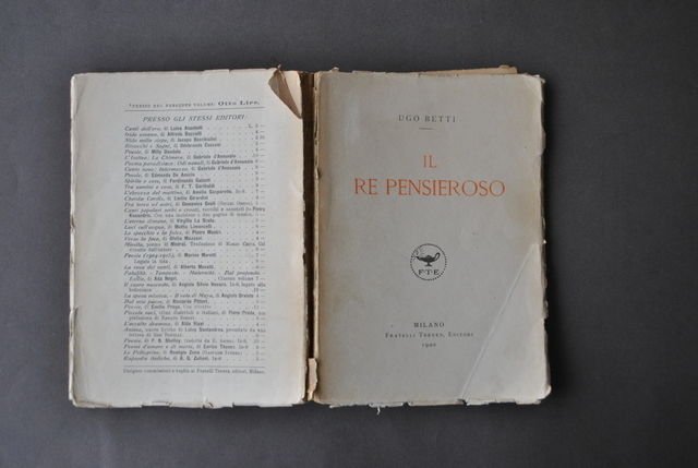Letteratura Italiana Poesie Betti Re Pensieroso Treves Milano 1922