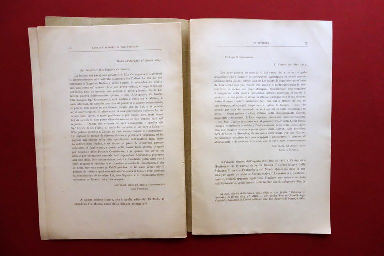 Lettere Inedite di Ugo Foscolo in Svizzera Maria a Marca …