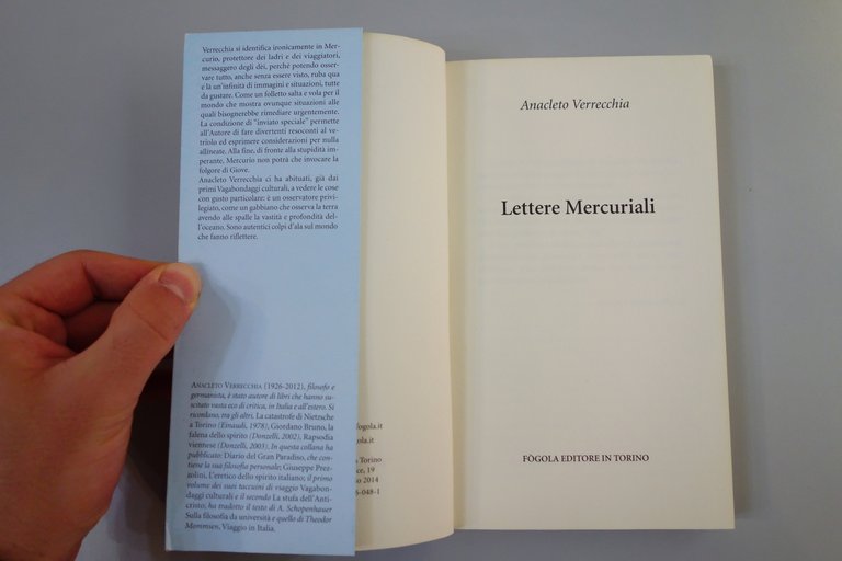 LETTERE MERCURIALI ANACLETO VERRECCHIA FOGOLA EDITORE TORRE D'AVORIO 2014