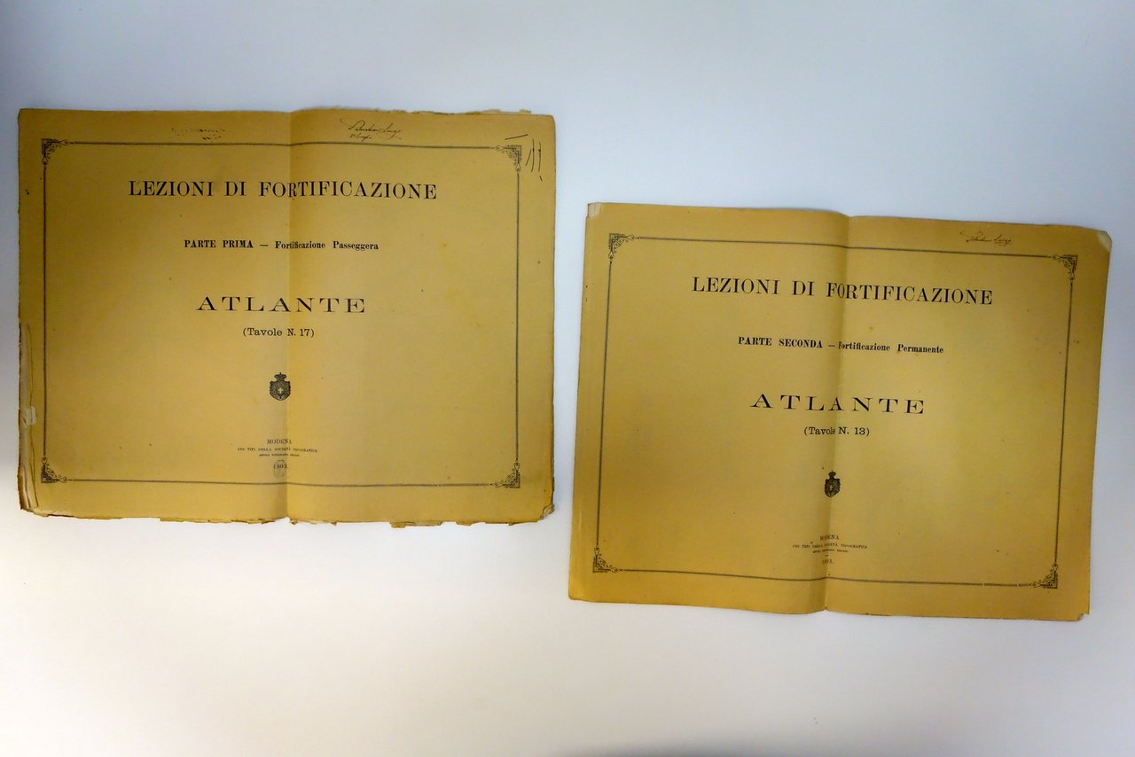 Lezioni di Fortificazione Passeggera Permanente 2 Atlanti 30 Tavole Modena …