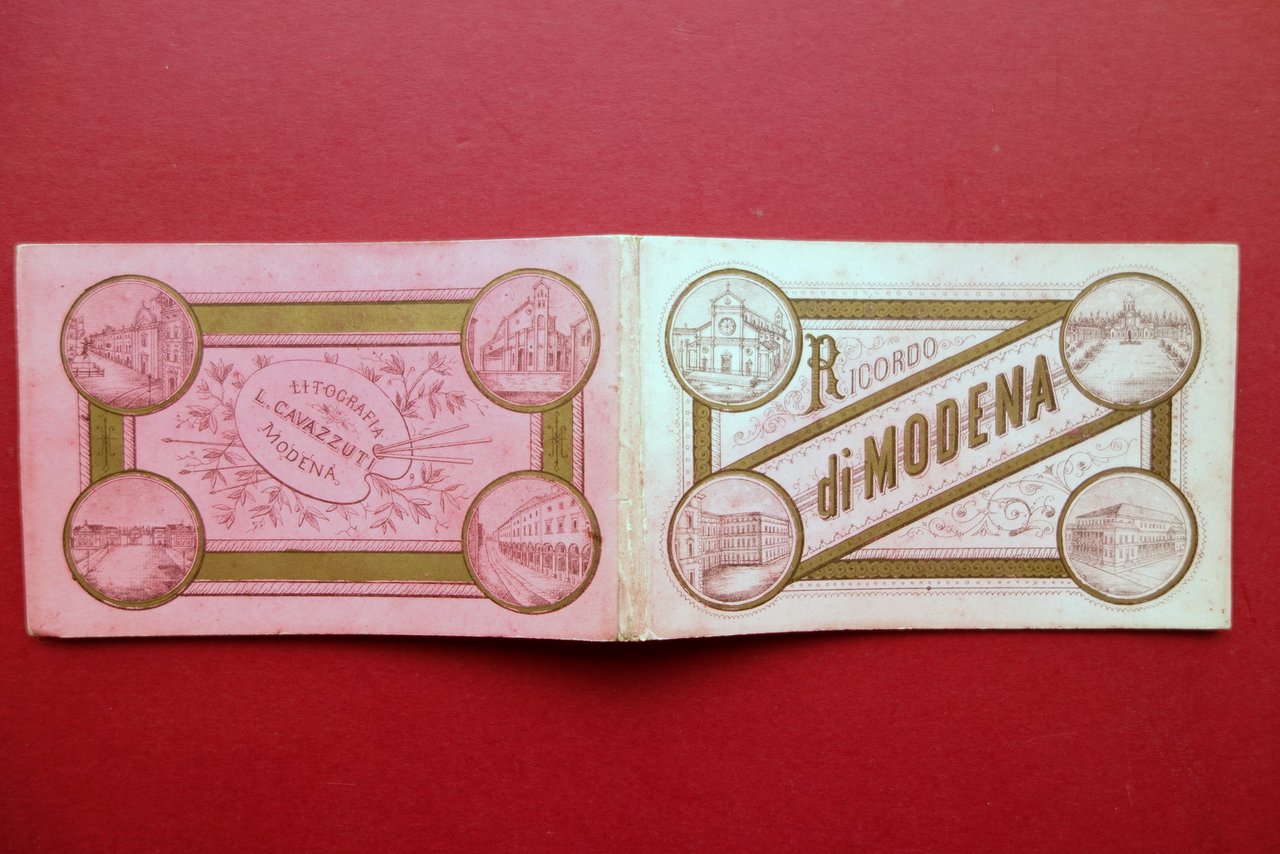 Libretto a Fisarmonica Ricordo di Modena 12 Vedute Litografia Cavazzuti | Immagine principale