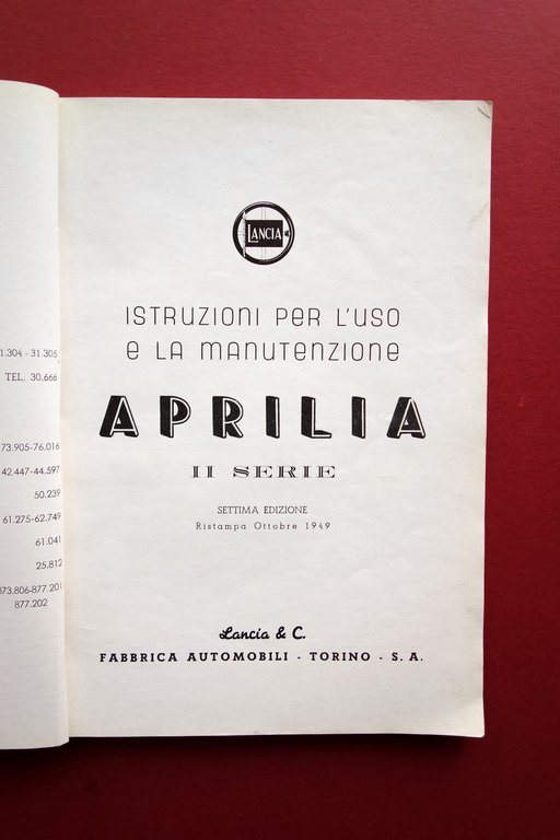 Libretto Aprilia II Serie Istruzioni per Uso e Manutenzione Ottobre … | Immagine Gallery 3
