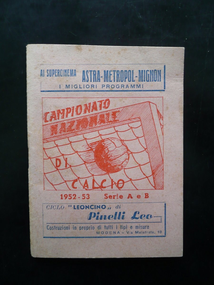 Libretto Campionato Nazionale di Calcio Serie A B FIGC 1952-53 …