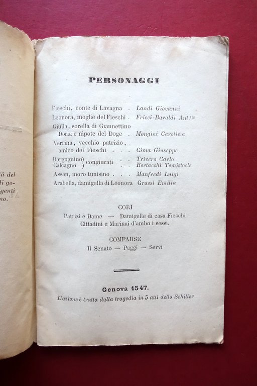Libretto d'Opera Fieschi A. Montuoro Teatro Regio Torino 1857 1∞Rappresentazione | Immagine Gallery 3