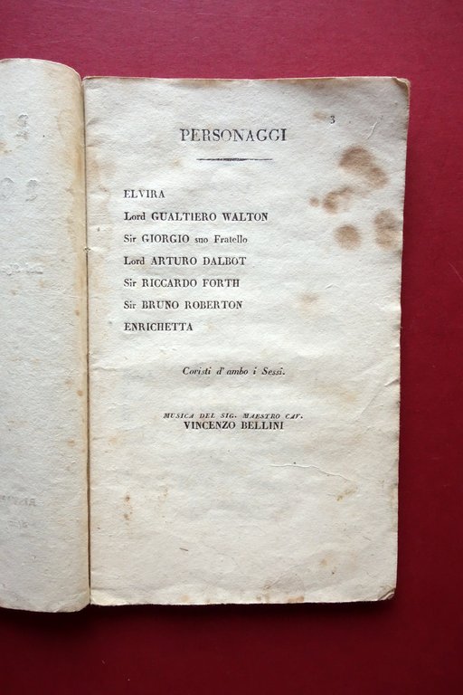 Libretto d'Opera I Puritani e i Cavalieri Conte C. Pepoli … | Immagine Gallery 3