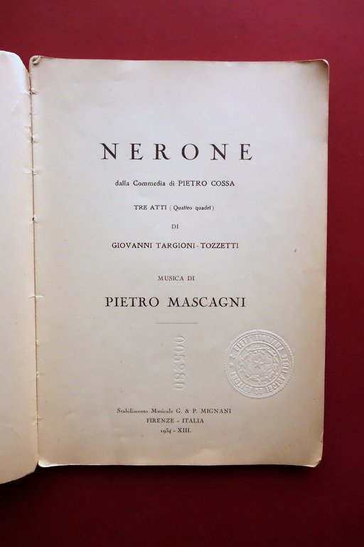 Libretto d'Opera Nerone Pietro Mascagni 1∞ Rappresentazione Scala Milano 1934 | Immagine Gallery 3