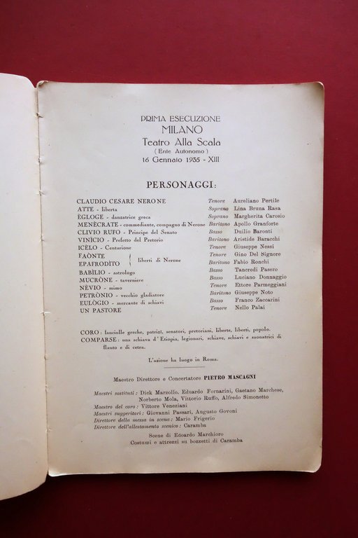 Libretto d'Opera Nerone Pietro Mascagni 1∞ Rappresentazione Scala Milano 1934 | Immagine Gallery 4