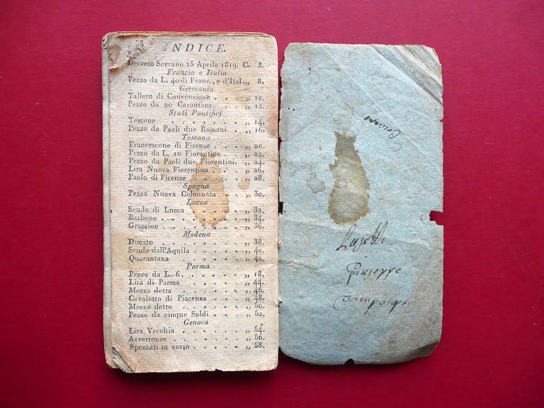 Libretto Decreto Sovrano e Prontuario delle Valute Soliani 1819 Francesco … | Immagine Gallery 5