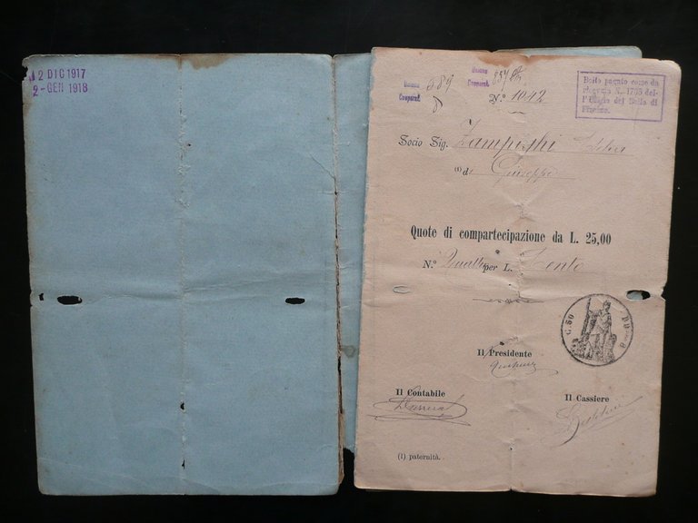 Libretto di Credito Unione Cooperativa di Consumo di Firenze 1903 …