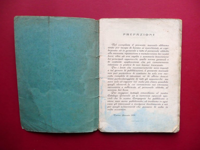 Libretto Freno Westinghouse Automatico ad Azione Rapida Doppio Freno 1919