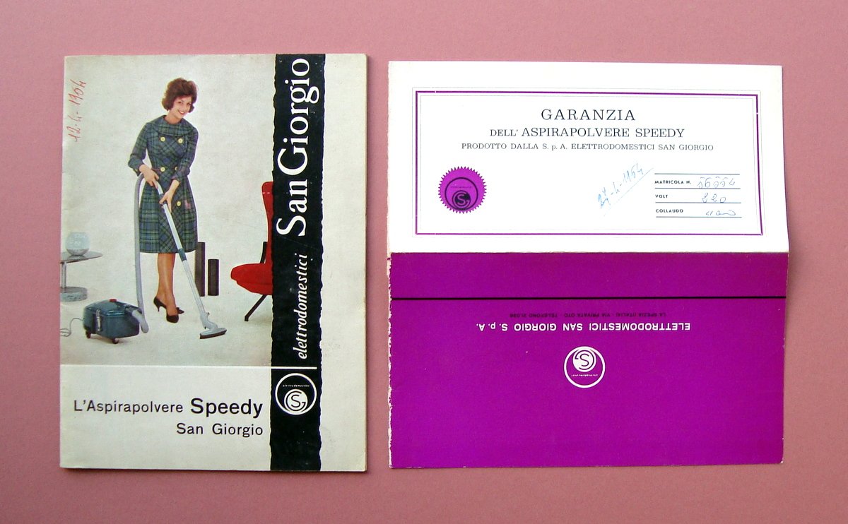 Libretto Istruzioni San Giorgio Aspirapolvere Speedy 1964 elettrodomestici