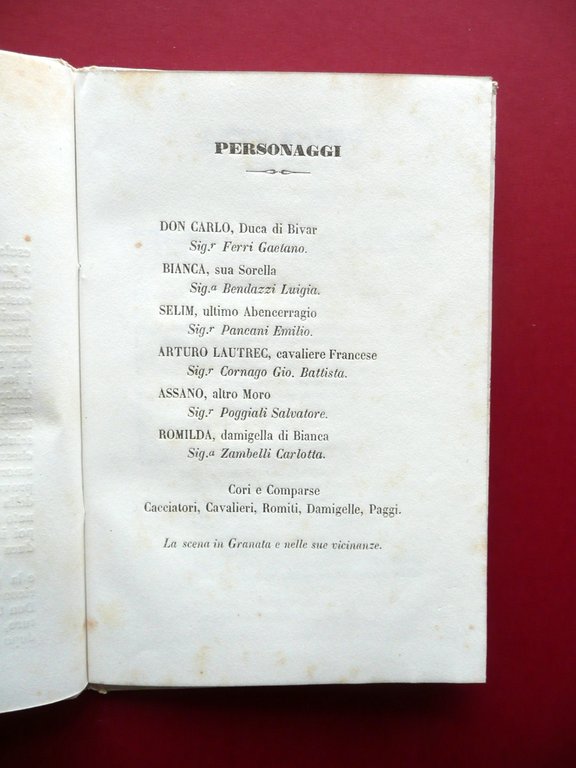 Libretto L'Ultimo Abencerragio Peruzzini Tessarin Teatro La Fenice Venezia 1857