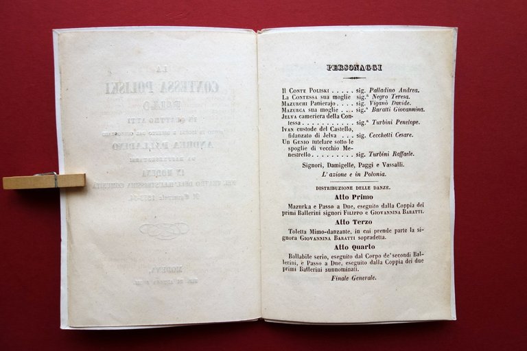 Libretto La Contessa Poliski Ballo A. Palladino Rossi Modena Carnevale … | Immagine Gallery 4