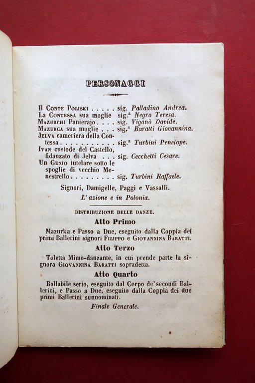 Libretto La Contessa Poliski Ballo Andrea Palladino Coreografo Modena 1853 | Immagine Gallery 3