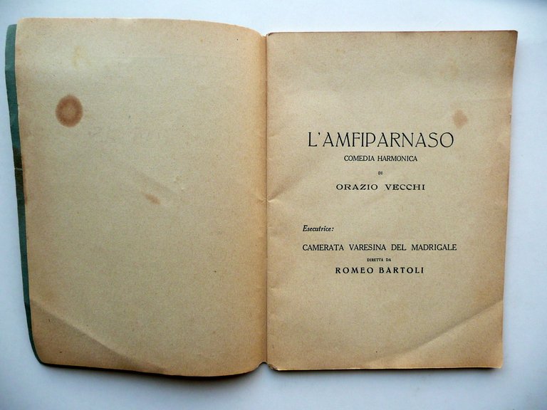 Libretto Le Nozze Strawinski L'Amfiparnaso Orazio Vecchi Milano 1927 Musica