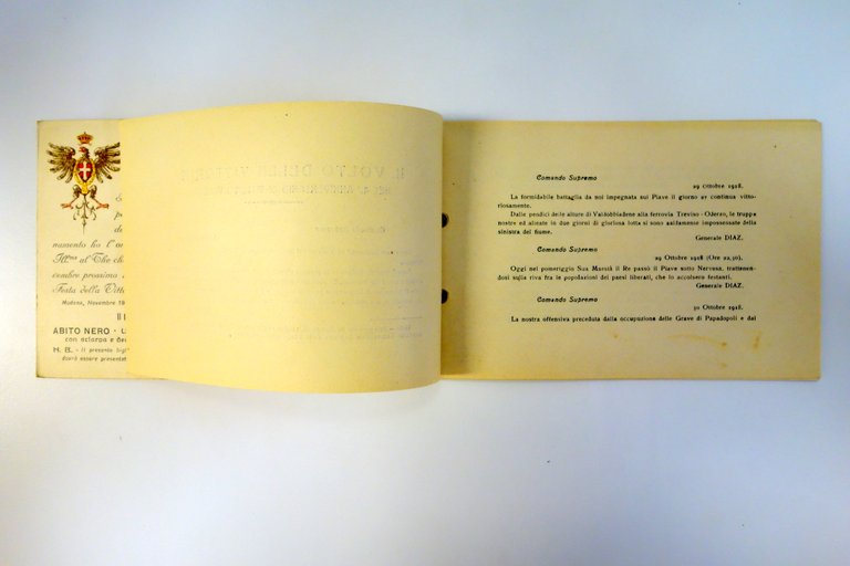 Libretto Numerato Festa della Vittoria 4/11/1922 Scuola Militare Modena 10 …