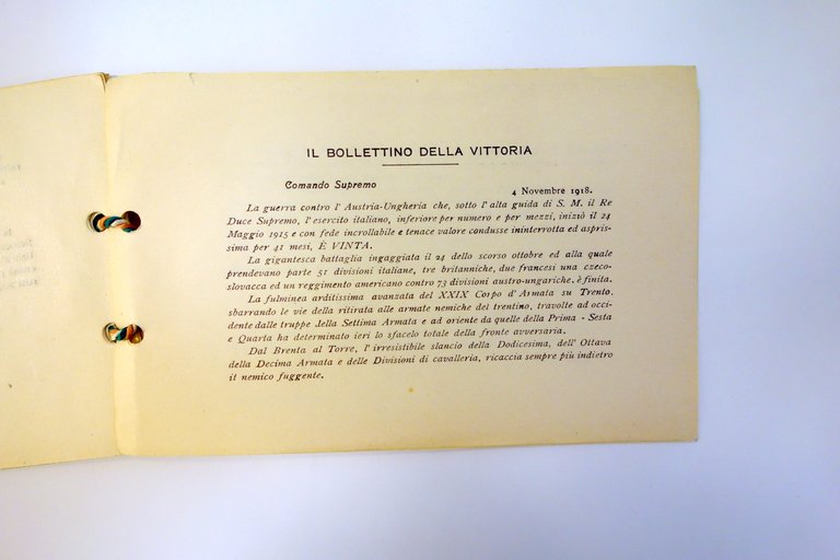 Libretto Numerato Festa della Vittoria 4/11/1922 Scuola Militare Modena 10 …