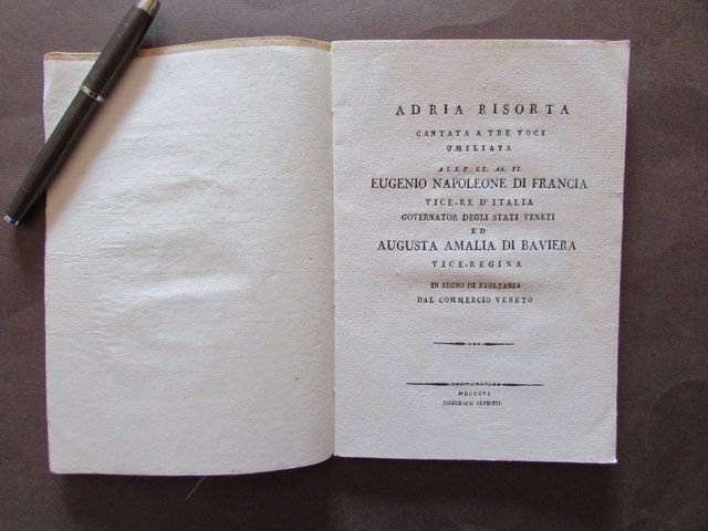 Libretto Opera Adria Risorta Tre Voci Mortellari Albrizzi Venezia 1806 …