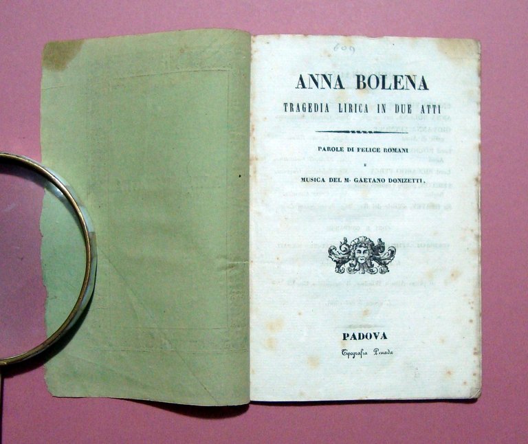 Libretto Opera Anna Bolena Donizetti 1860 ca Tip Penada Padova | Immagine Gallery 2