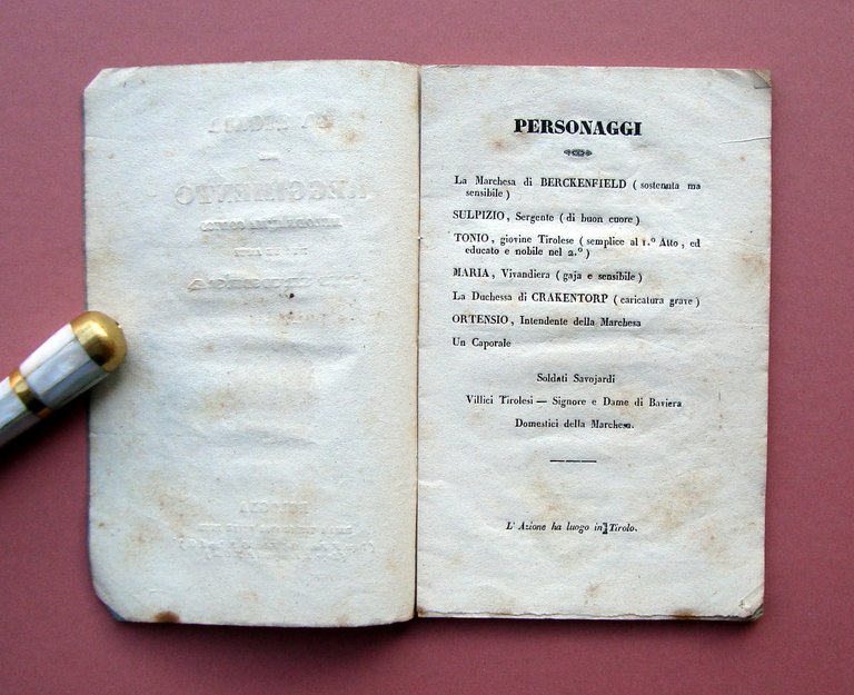 Libretto Opera La Figlia del Reggimento Bologna Tip delle Muse …