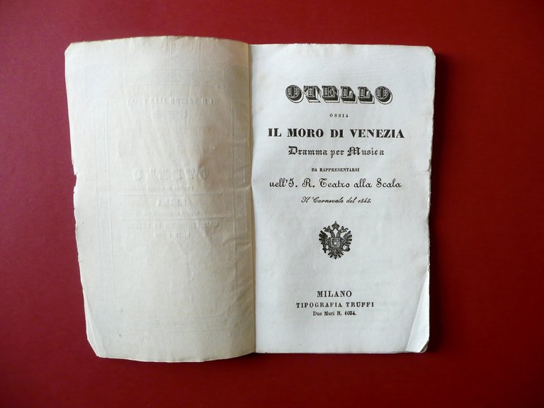 Libretto Opera Otello Zeila Un Matrimonio in Teatro Rossini La …