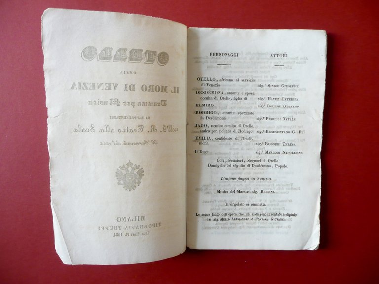 Libretto Opera Otello Zeila Un Matrimonio in Teatro Rossini La …