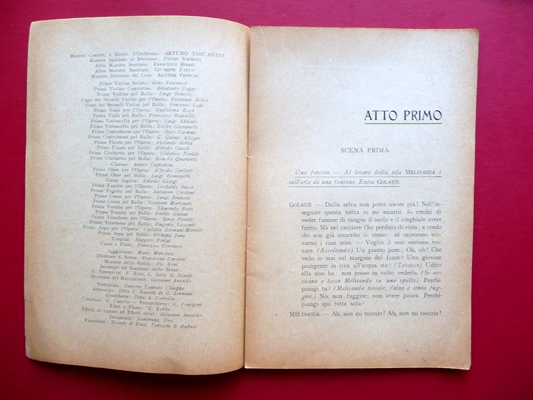 Libretto Pelleas e Melisanda Dramma Maeterlinck Debussy Sonzogno Milano 1907-08