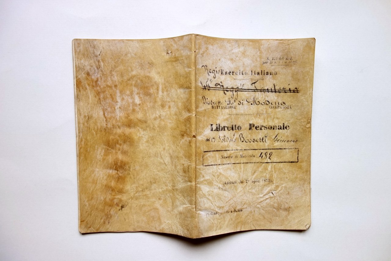 Libretto Personale Regio Esercito Italiano Distretto di Modena 1879 Forniture