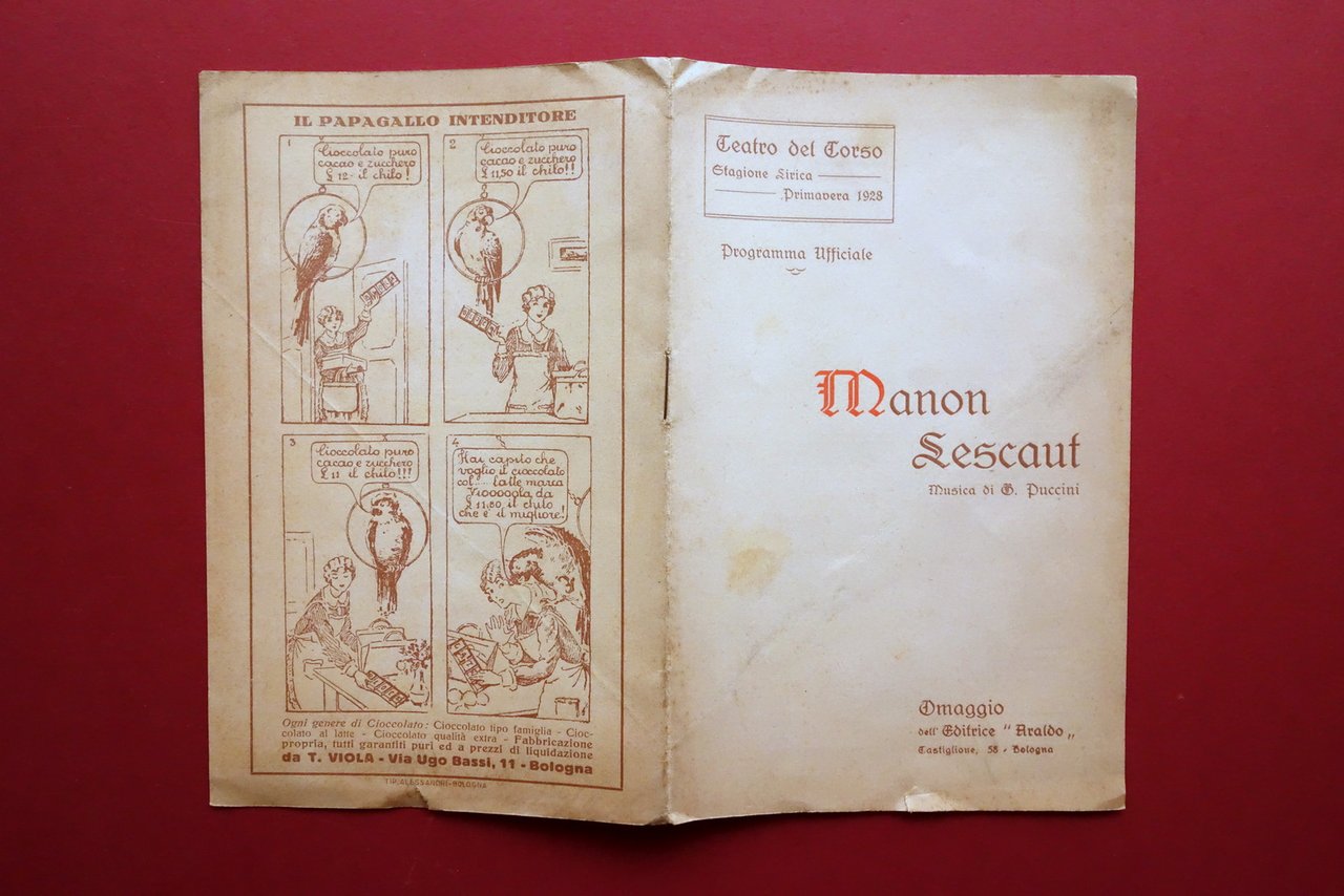 Libretto Programma Ufficiale Manon Lescaut Puccini Teatro dal Corso Bologna …