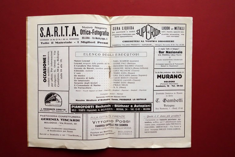 Libretto Programma Ufficiale Manon Lescaut Puccini Teatro dal Corso Bologna …