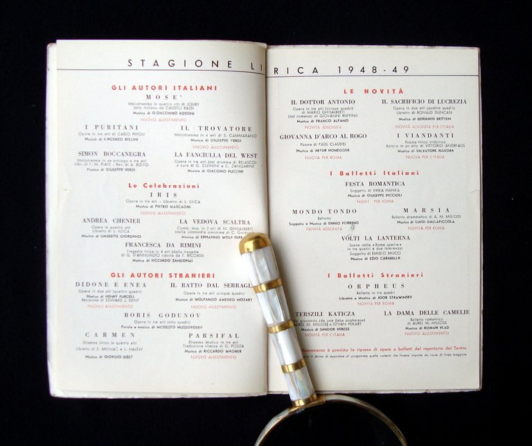 Libretto Teatro Opera Roma 1948 49 Andrea Chenier Giordano Lauri …