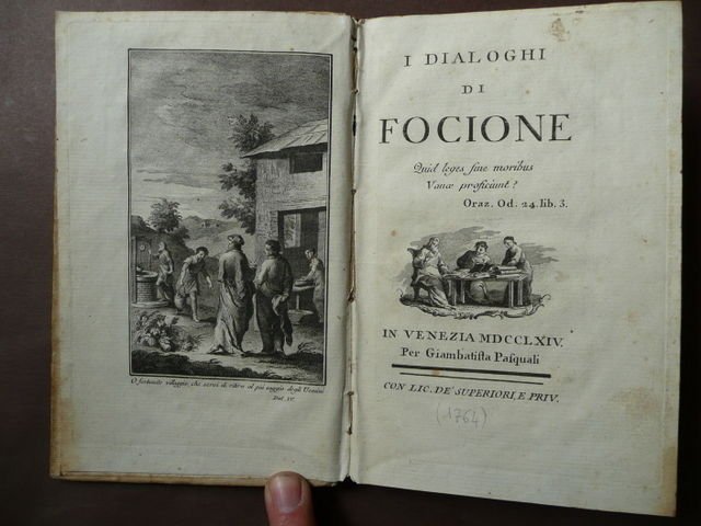 Libri Antichi Dialoghi di Focione Pasquali Venezia 1764 Figurato Veneziano … | Immagine principale