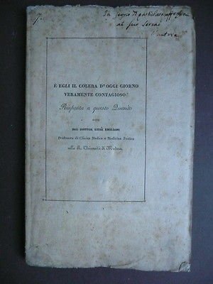 Libri Antichi Medicina Colera d'oggi giorno Epidemie Emiliani Della Volpe …