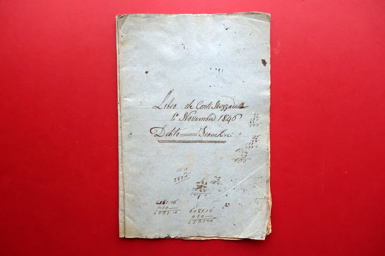 Libro Registro dei Conti Mezzadrili Debito Franchini Modena 1846-51 Manoscritto