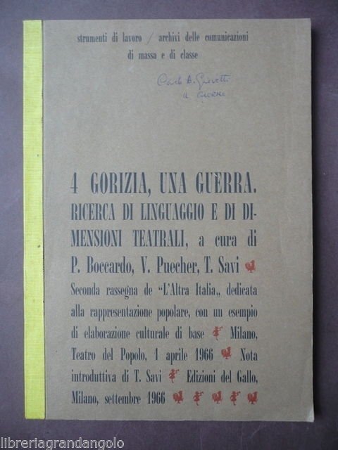 Linguaggio Dimensioni teatrali L'Altra Italia 1966 Teatro Canzone Popolare