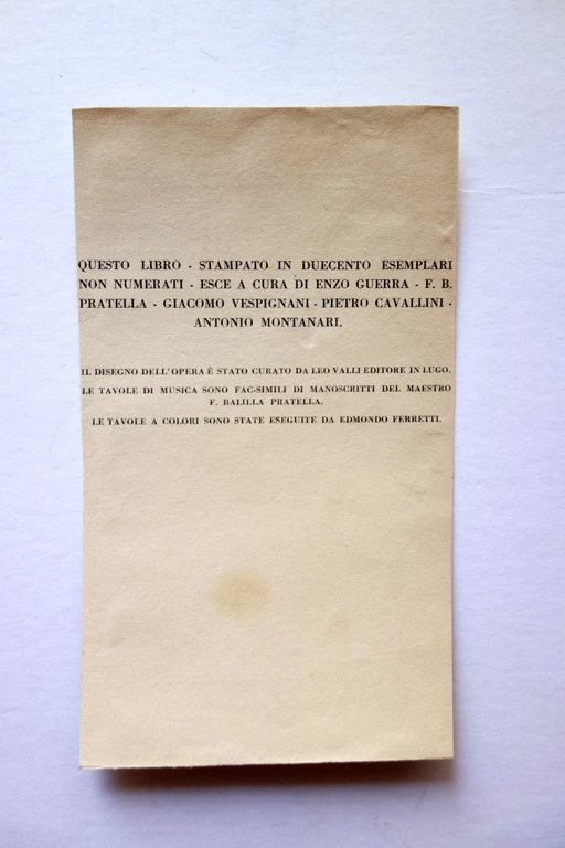 Lino Guerra Cante e Poesie F. Balilla Pratella Ferretti Lugo …