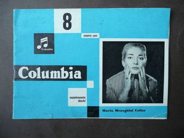 Lirica Opera Callas Catalogo Columbia 1955 Fotografia Copertina Nuovo Disco