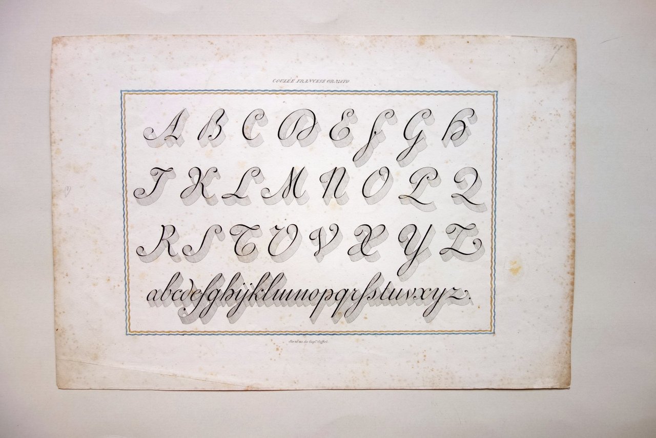 Litografia Alfabeto Coulee Francese Ornato Sciffert Fine Ottocento Calligrafia | Immagine principale