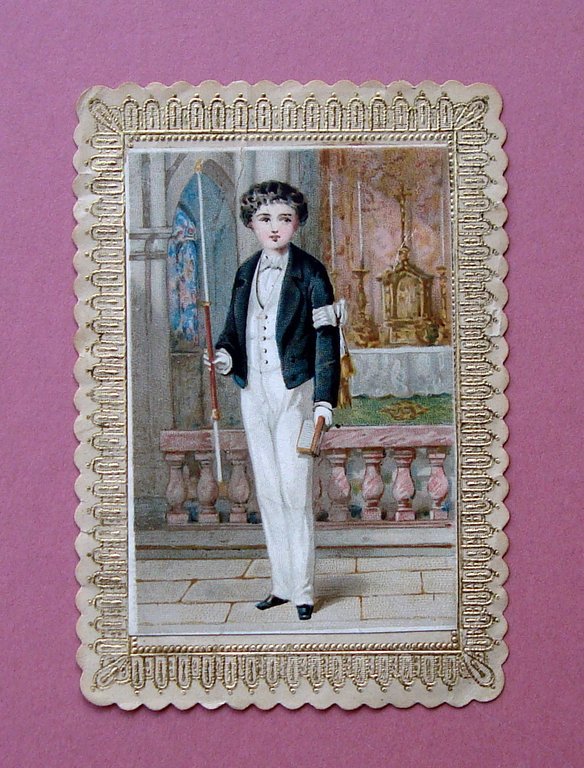 Litografia colori Santino Cresima 1890 circa Ottimo | Immagine Gallery 1