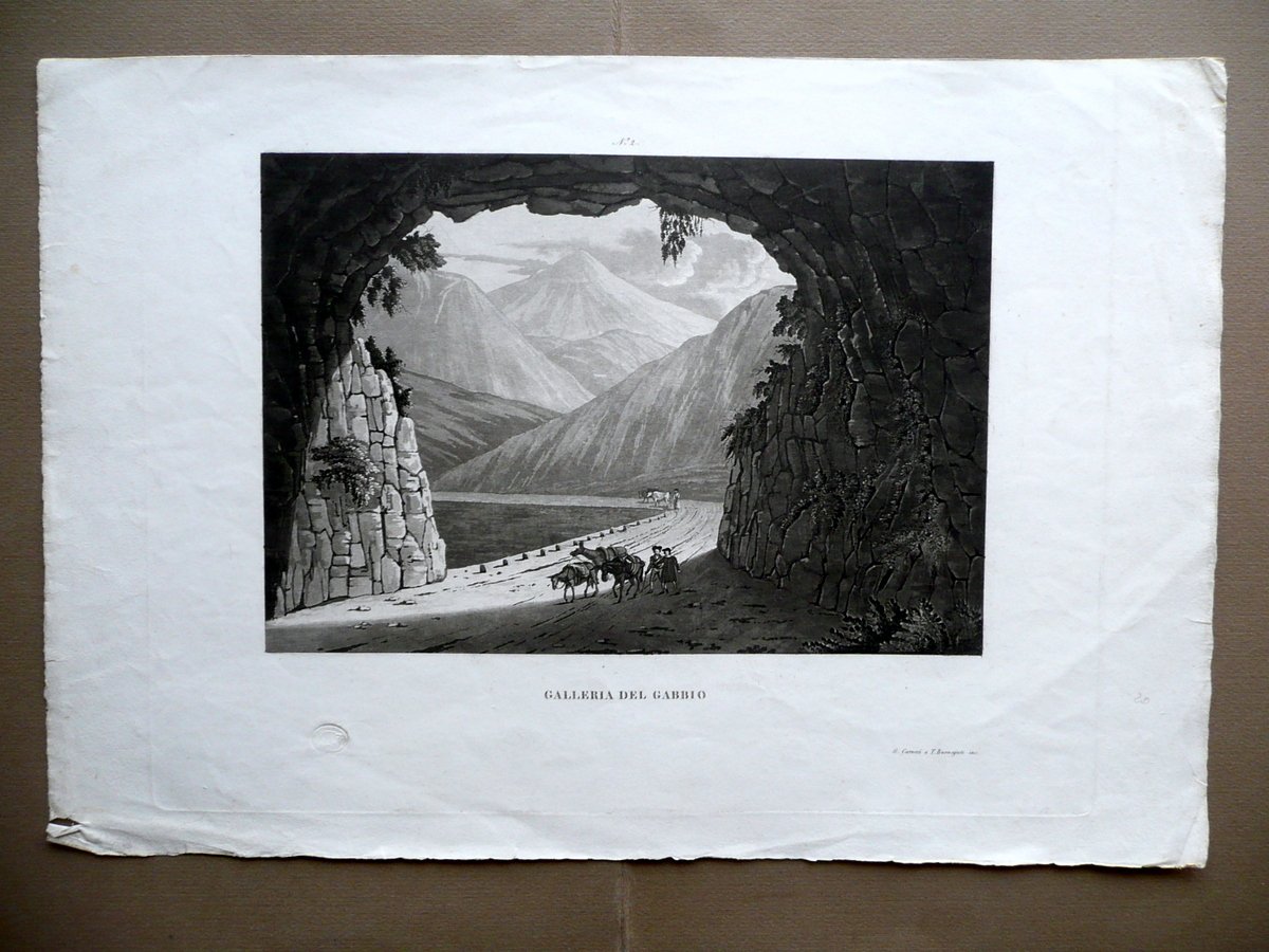 Litografia Galleria del Gabbio Carocci Buonajuti Sempione Met‡ '800