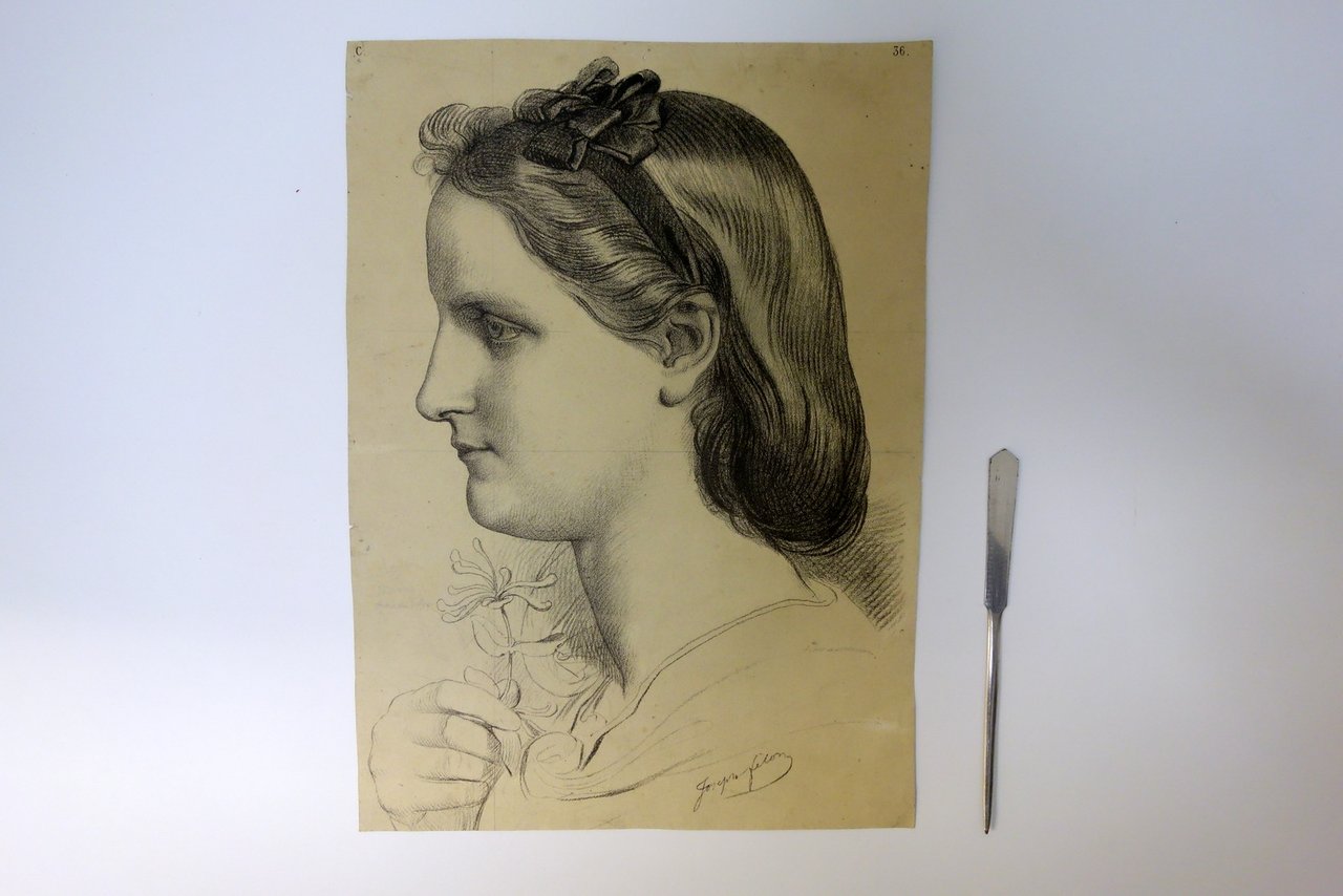 Litografia Originale Joseph Felon Pittore Volto Femminile Fine '800 | Immagine principale