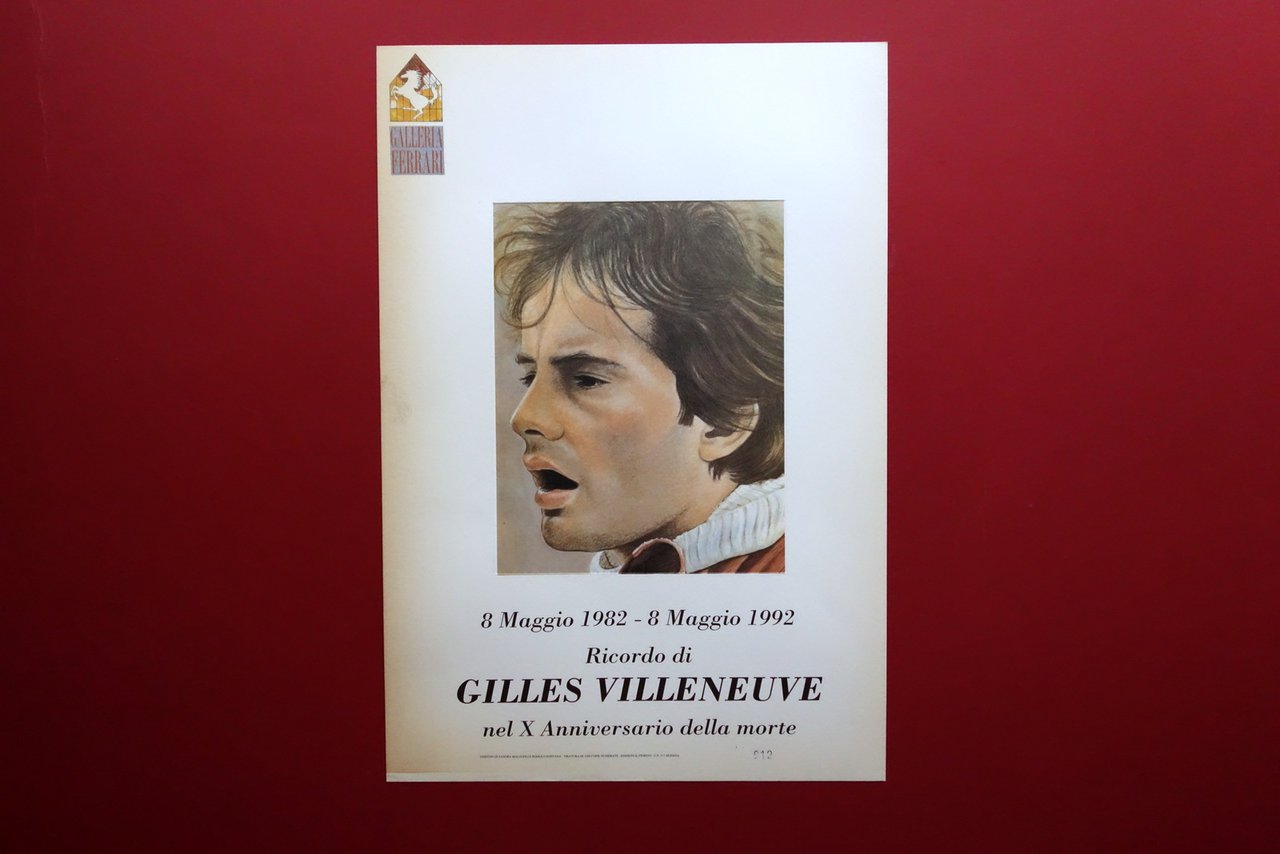 Litografia Ricordo di Gilles Villeneuve Malagoli Fontana Ferrari il Fiorino …