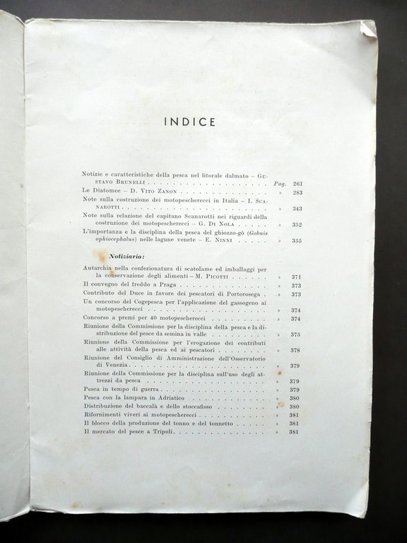 Litorale Dalmato Chiozzo-go Motopescherecci Bollettino di Pesca Roma 1941