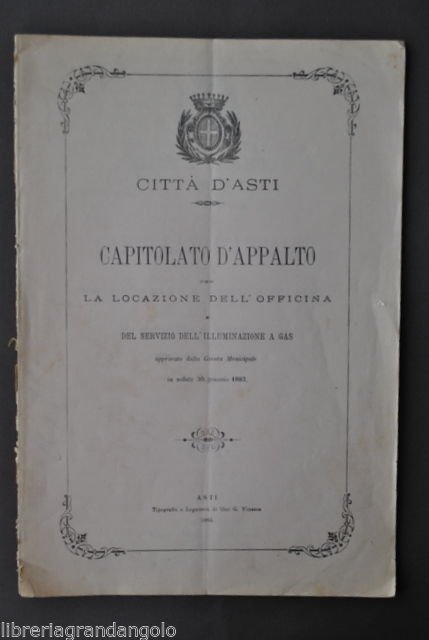 Locale Asti Capitolato Appalto Officina Illuminazione a Gas 1883 | Immagine principale