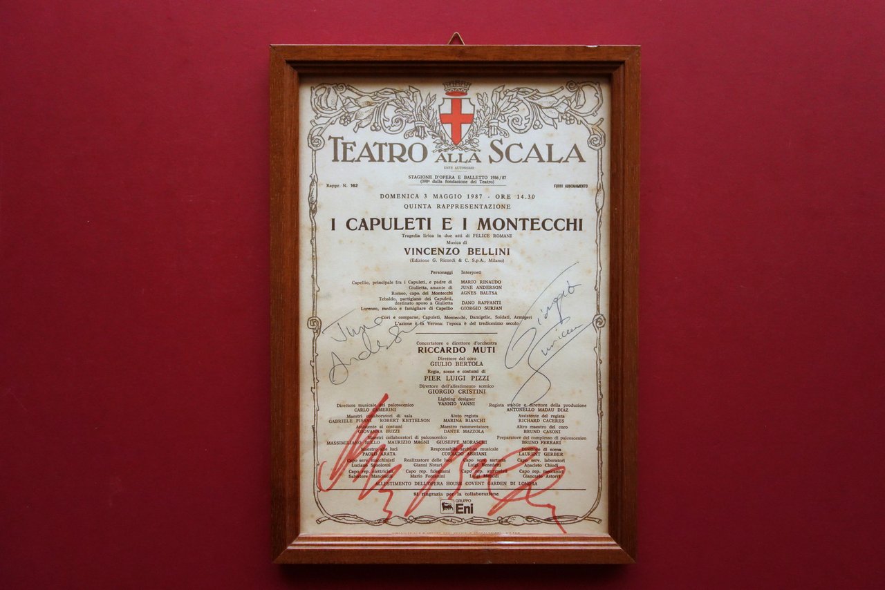 Locandina Autografa Teatro Alla Scala Muti Anderson Surjan 1987