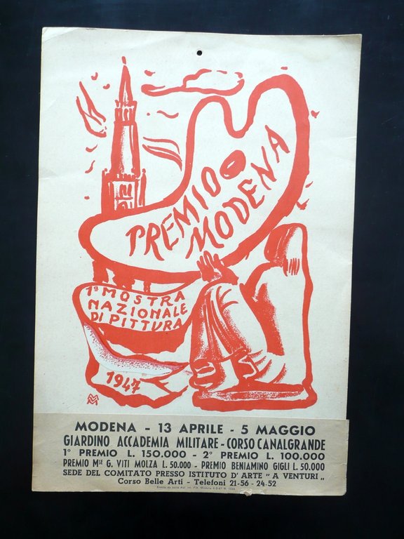 Locandina Premio Modena 1∞ Mostra Nazionale di Pittura 1947 Vellani Marchi