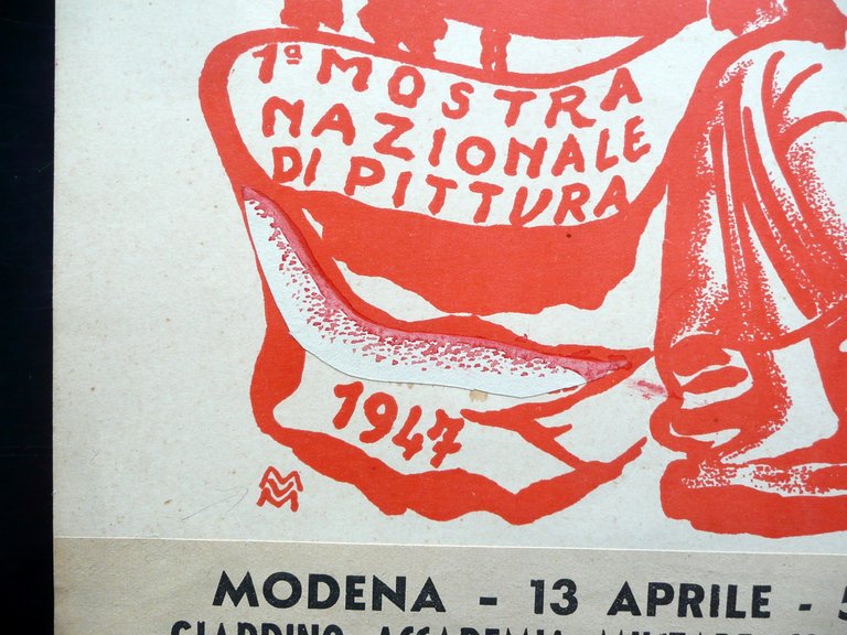 Locandina Premio Modena 1∞ Mostra Nazionale di Pittura 1947 Vellani …